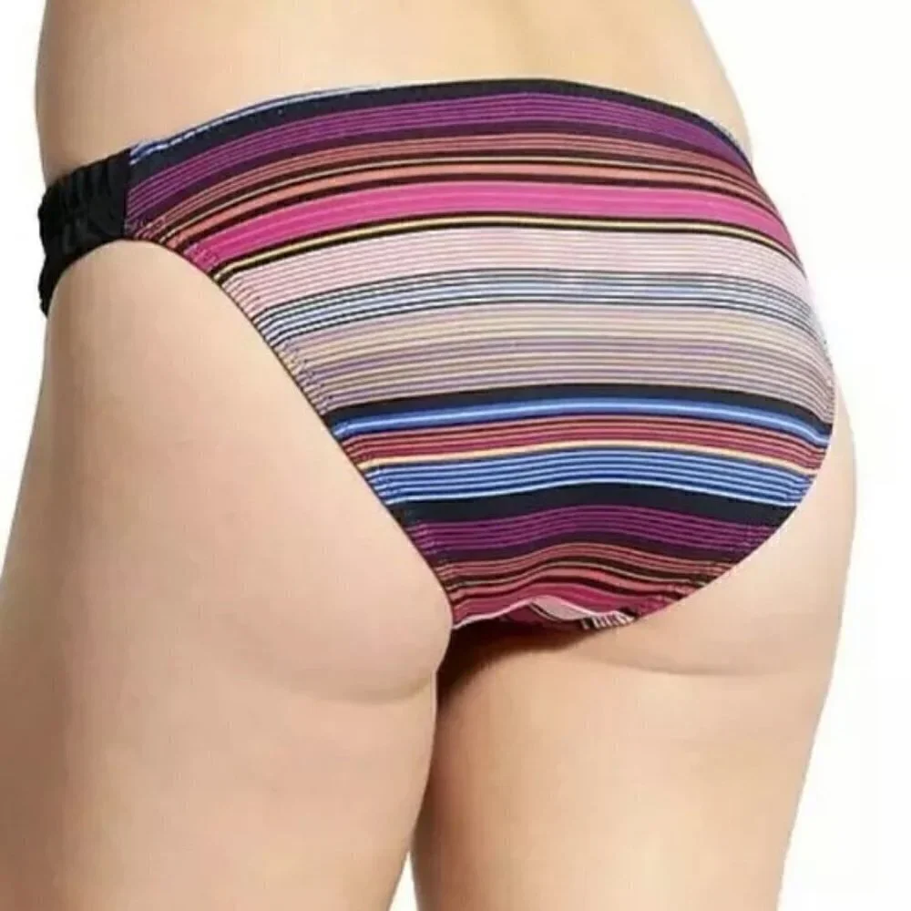 Athleta Capri Stripe Side Smocked Bikini Bottom XS NEW!